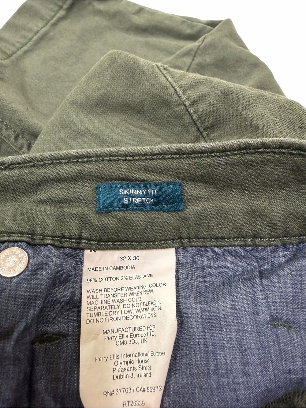 Perry Ellis Olive Green Flat Front Casual Shorts - Picture 4 of 5